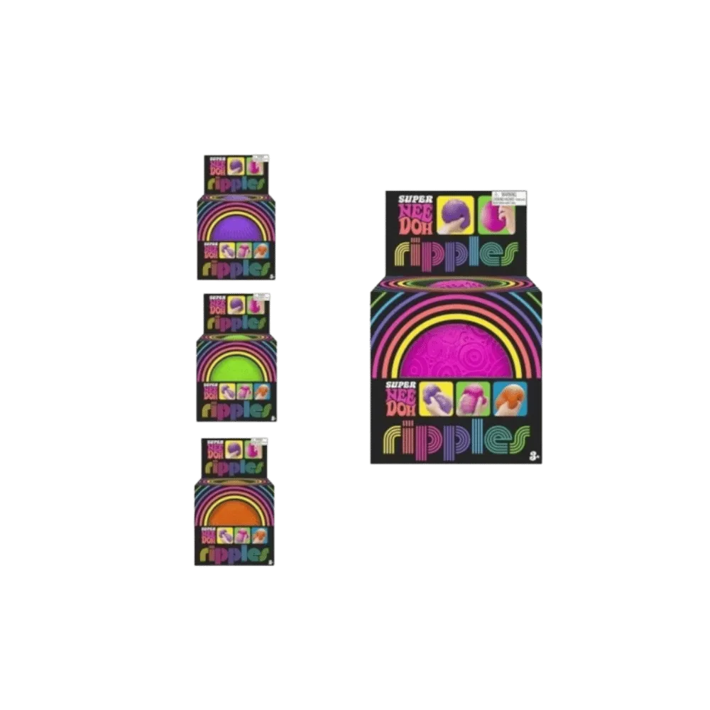 NeeDoh Super Ripples Fidget Ball Set of 4 Pink Purple Green Orange