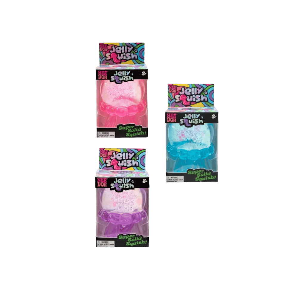 NeeDoh JellySquish Squishy Fidget Toy 3x Lot Purple/Pink/Blue