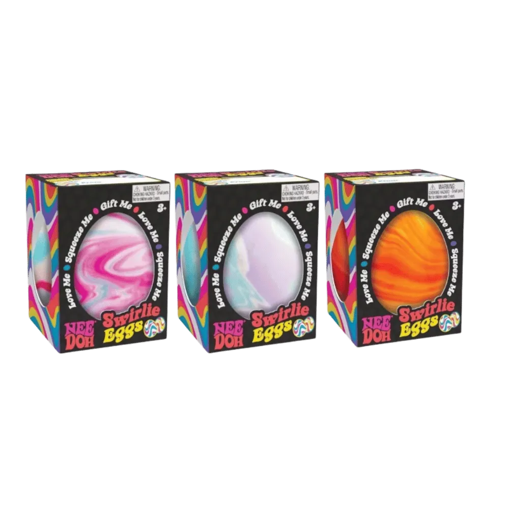 NeeDoh Swirlie Egg Squishy Fidget Toy 3x Lot Orange Purple Pink
