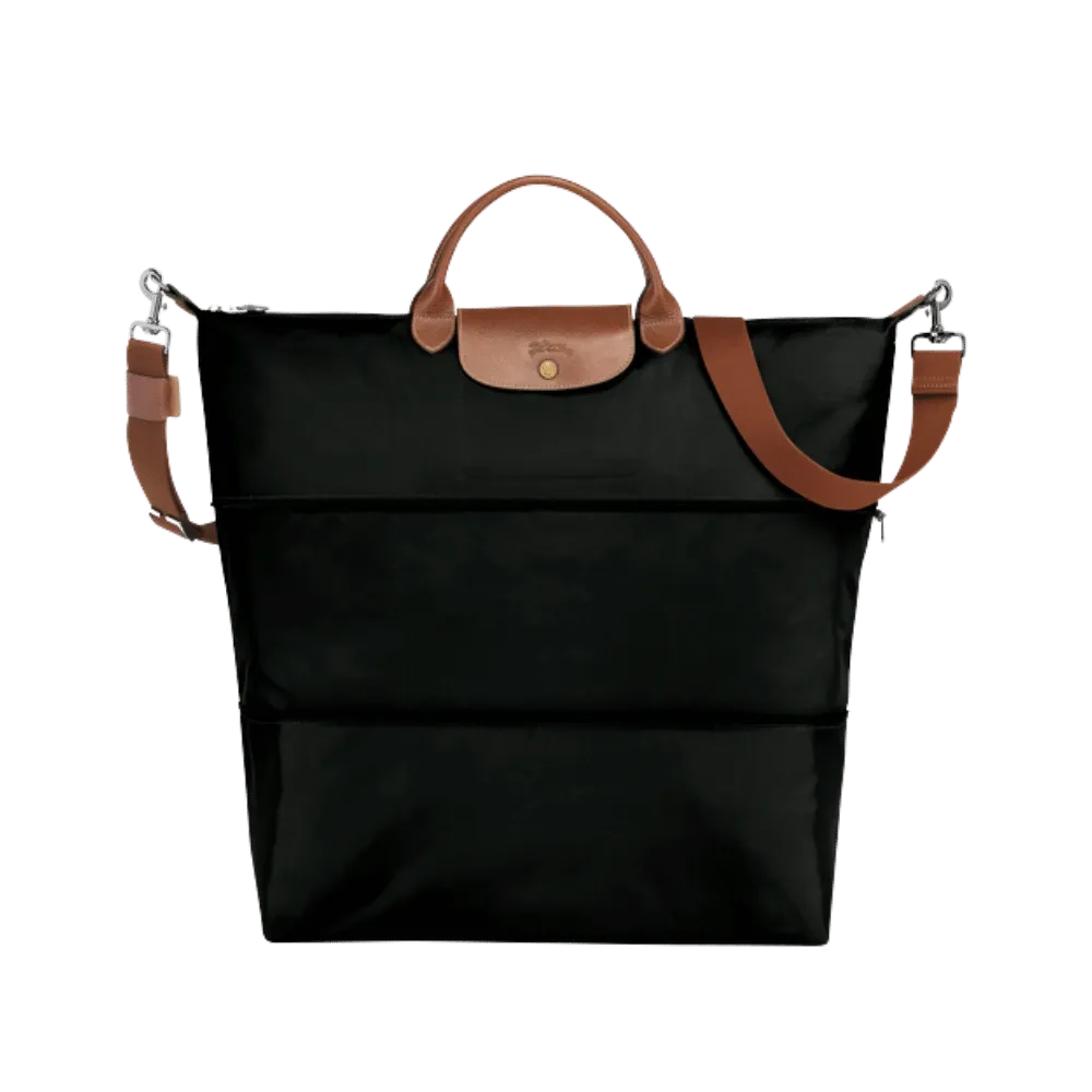 Longchamp Le Pliage Original Travel Bag Expandable Black - Recycled Canvas