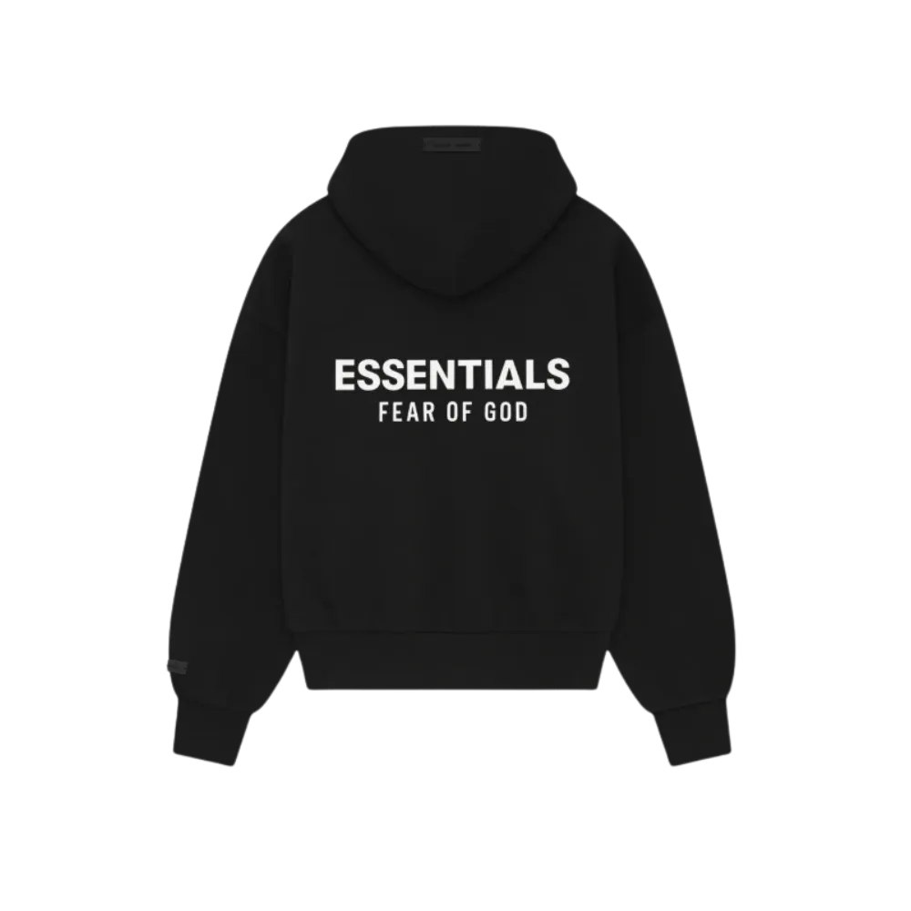 Fear Of God Essentials SS25 Classic Full Zip Up Hoodie Jet Black