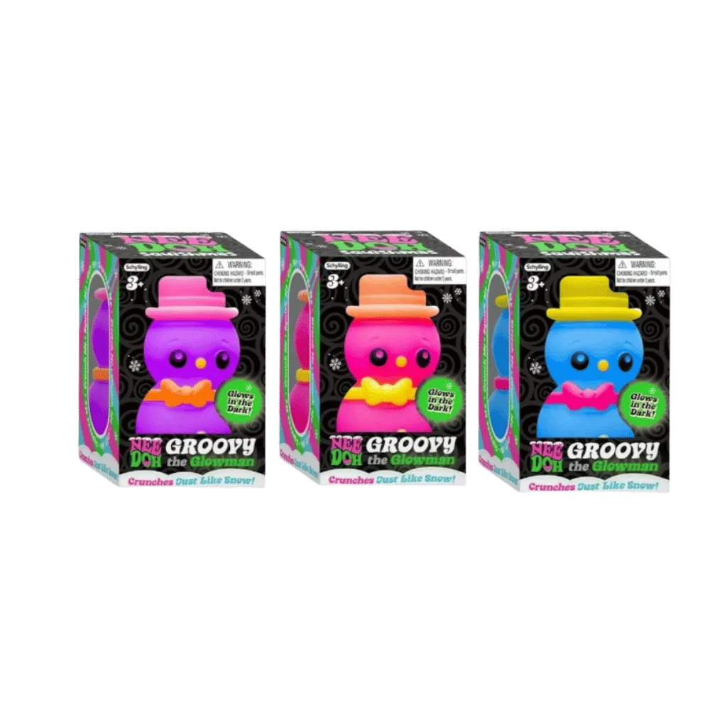 NeeDoh Groovy the Glowman Squishy Fidget Toy Set of 3 Pink Blue Purple