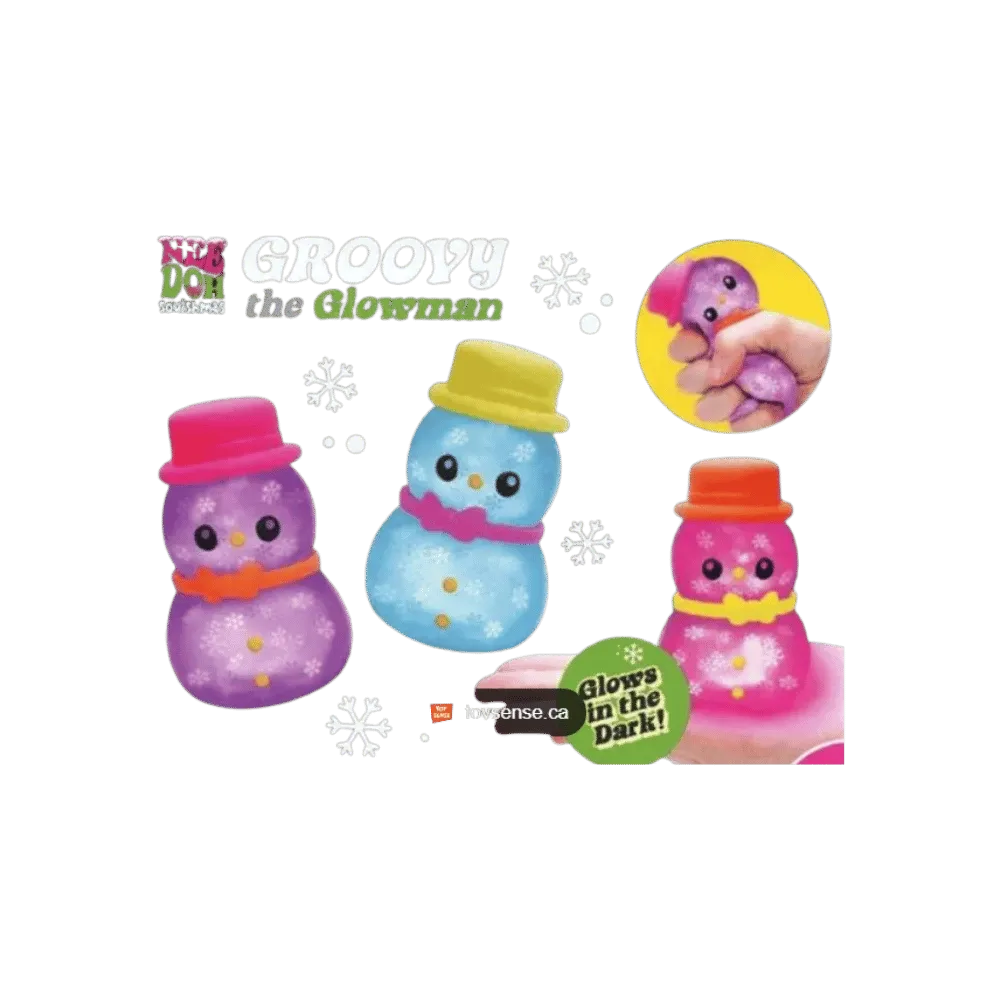 NeeDoh Groovy the Glowman Squishy Fidget Toy Set of 3 Pink Blue Purple