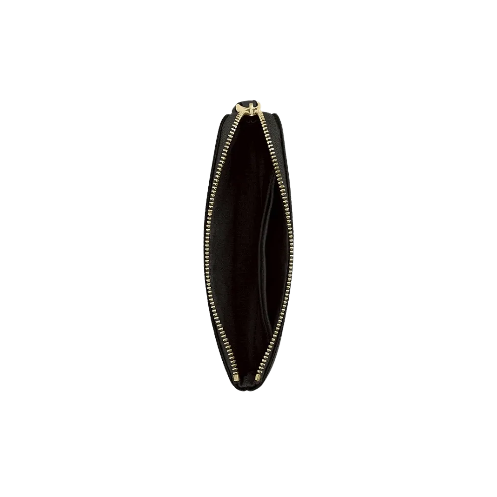 Coach Corner Zip Wristlet Crossgrain Leather-Gold-Black