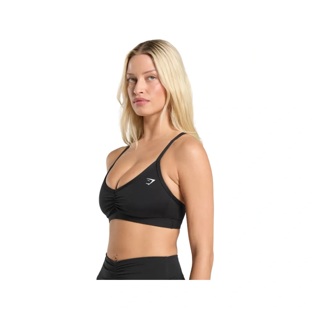 Gymshark Black Cotton Sports Bra Graphic Bralette Gymshark