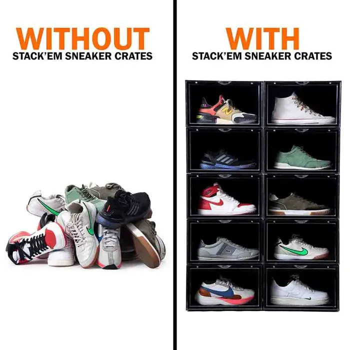 Black Stack'Em Sneaker Crates | Shoe Crates (Side Drop)