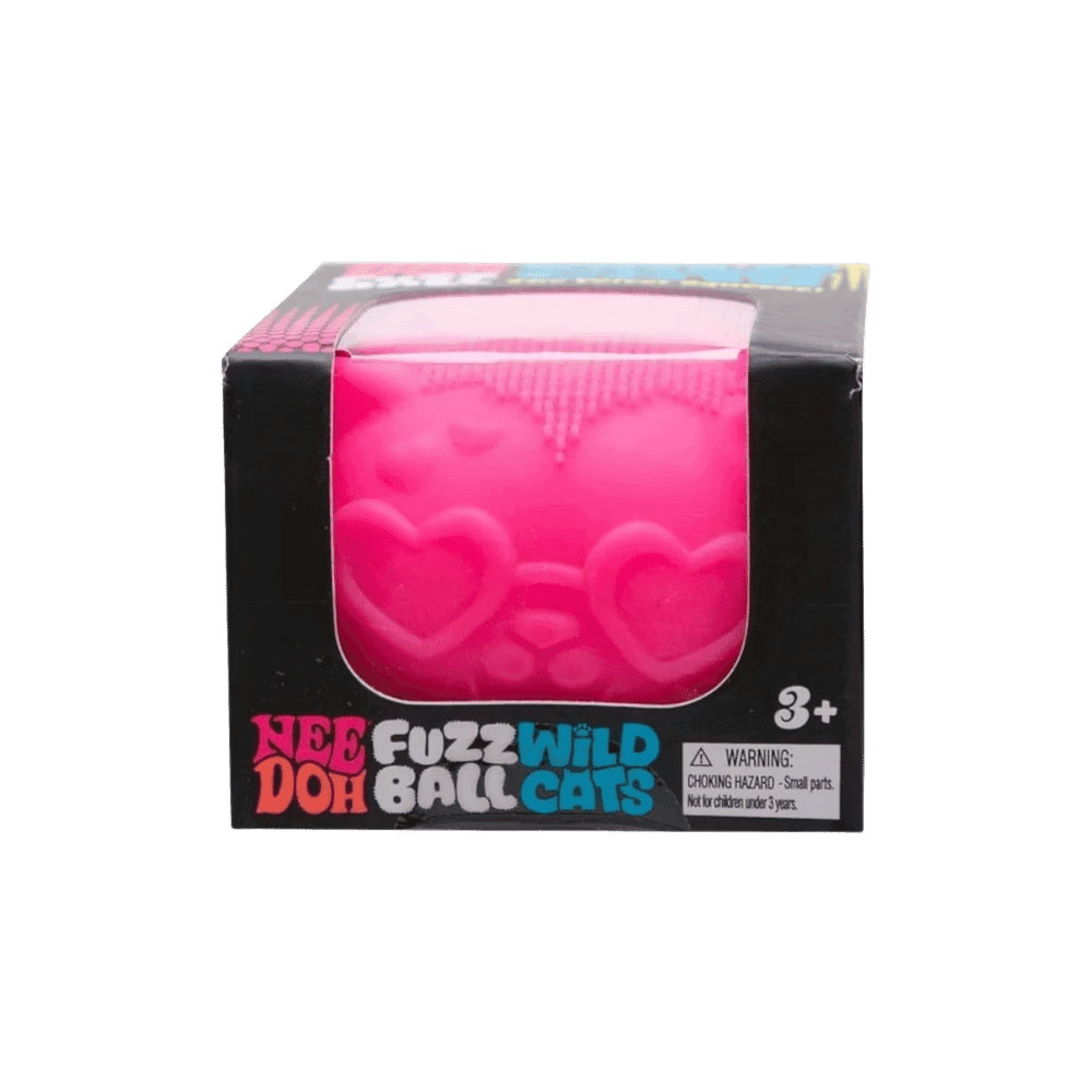 NeeDoh Fuzz Ball Wild Cats Squishy Fidget Toy Pink