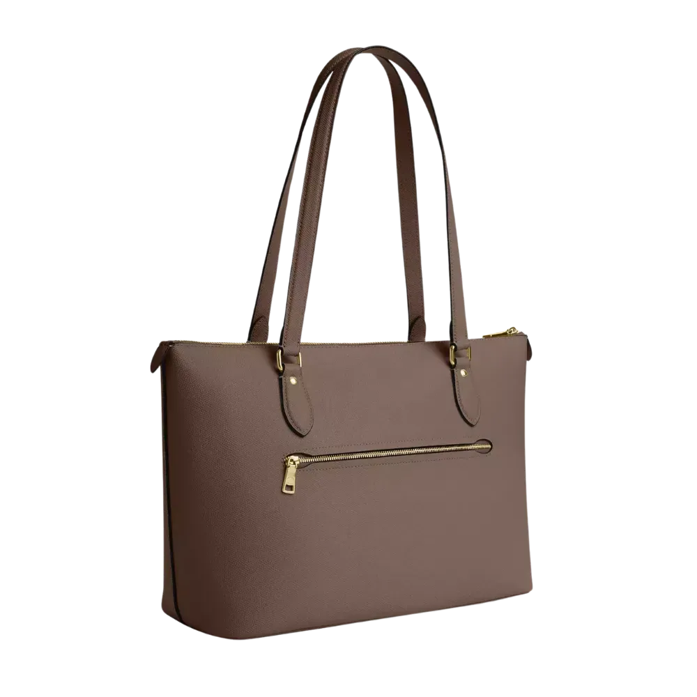 Coach Gallery Tote Bag Crossgrain Leather Dark Stone