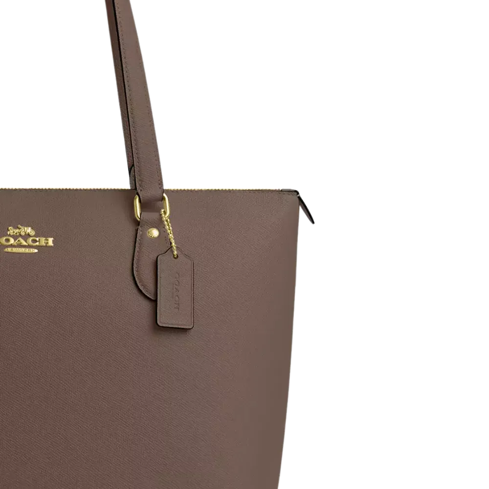 Coach Gallery Tote Bag Crossgrain Leather Dark Stone