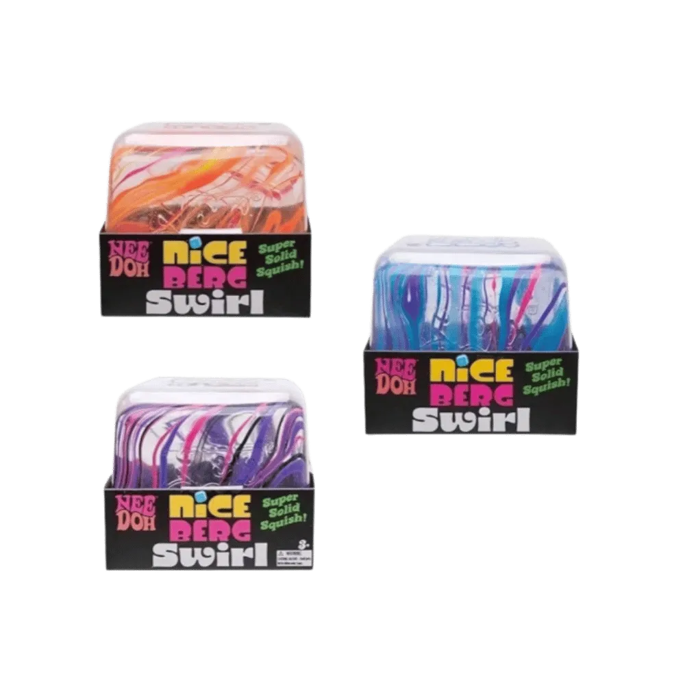 NeeDoh Jumbo Swirl Nice Berg Squishy Fidget Toy 3x Lot Orange/Blue/Purple