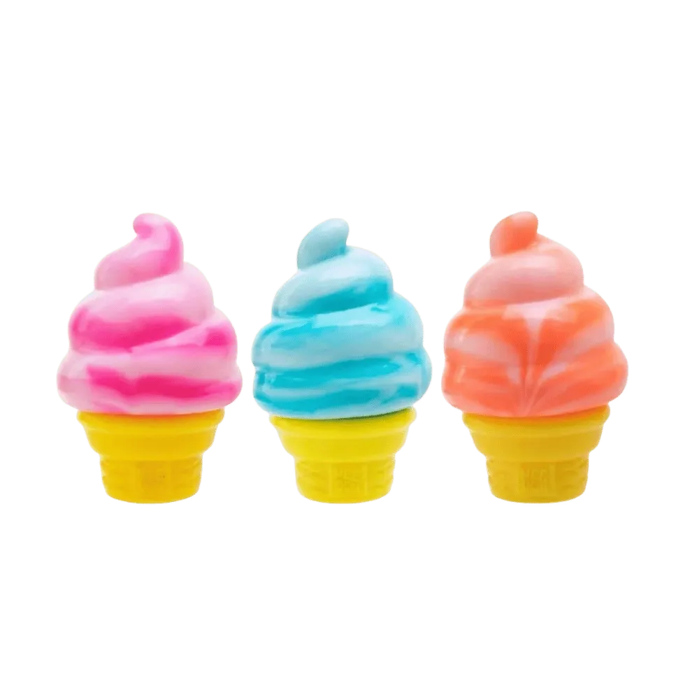 NeeDoh Nice Cream Ice Cream Cone Squishy Fidget Toy 3x Lot Orange/Pink/Blue