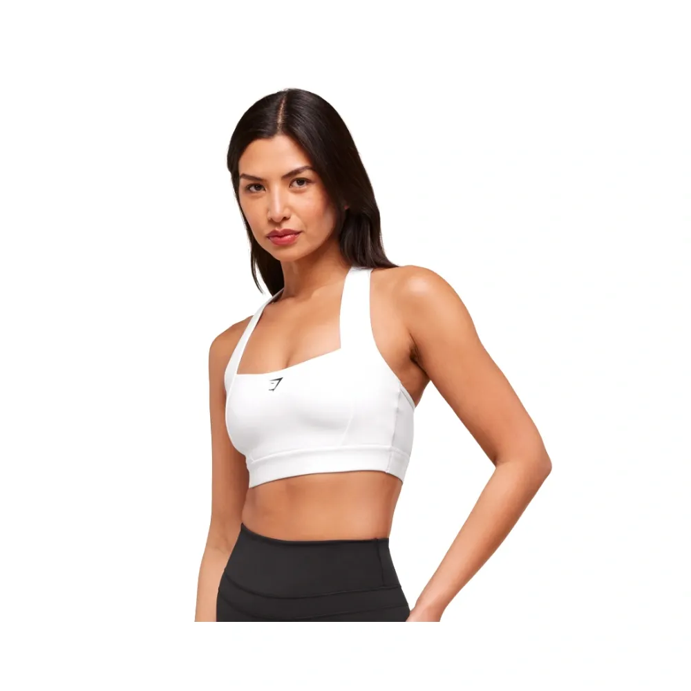 Gymshark Square Neck Sports Bra Medium Support White Hype Fly