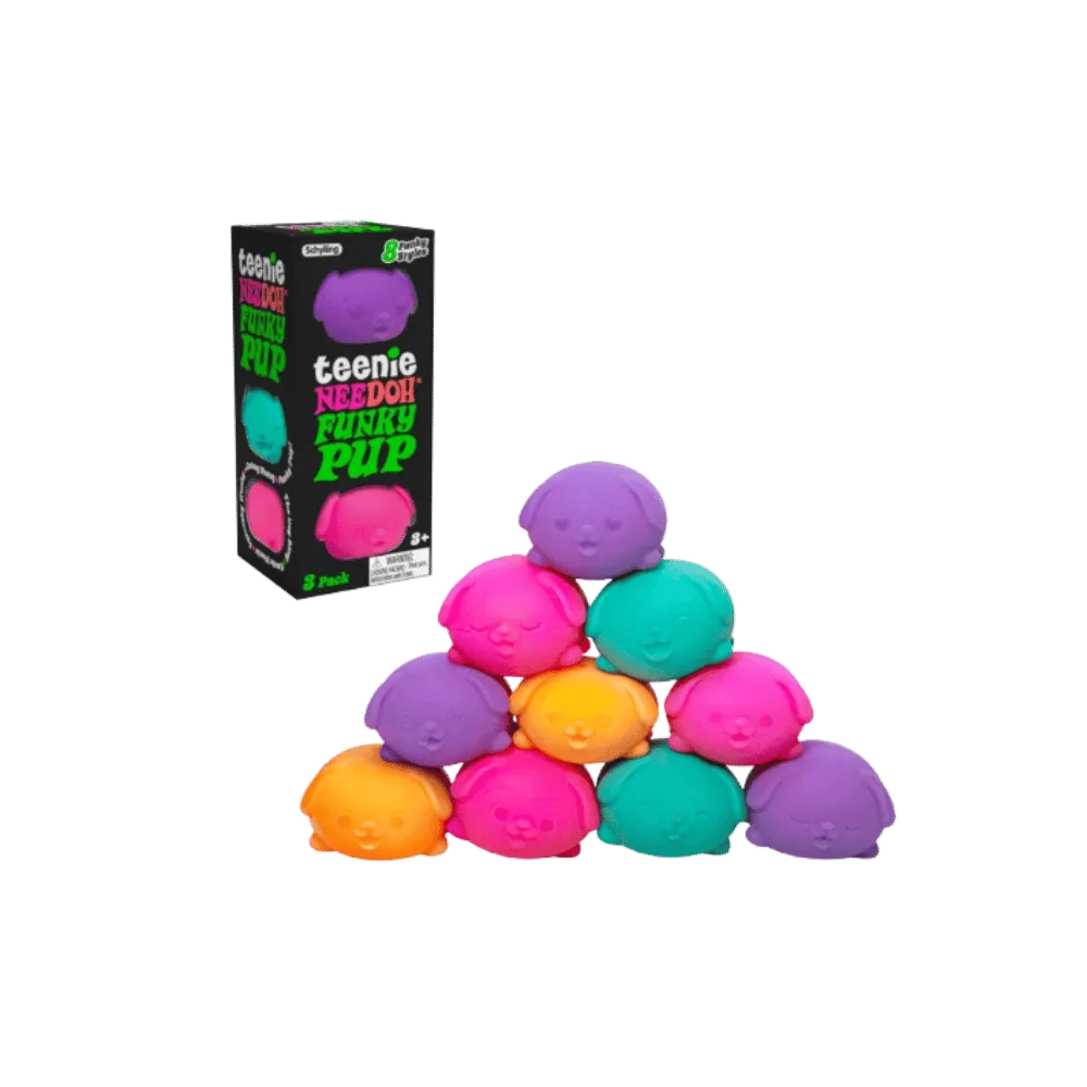 NeeDoh Teenie Funky Pups Squishy Fidget Toy Set of 3 Multicolor