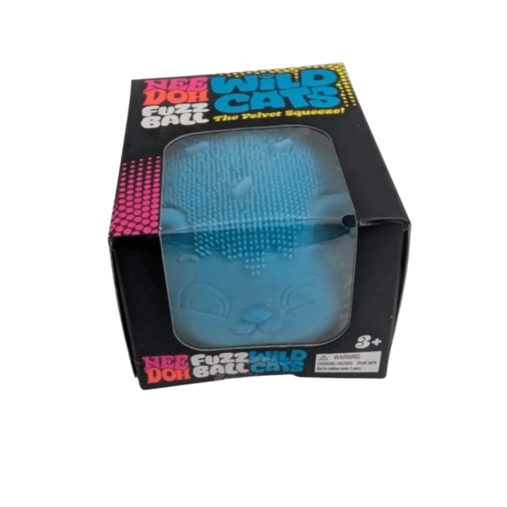 NeeDoh Fuzz Ball Wild Cats Squishy Fidget Toy Blue