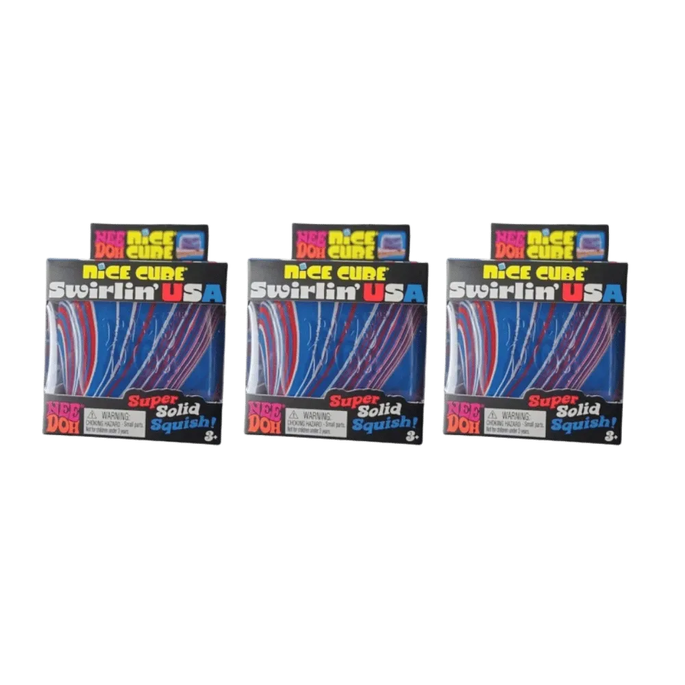NeeDoh Swirlin USA Squishy Fidget Toy 3x Lot Red White Blue