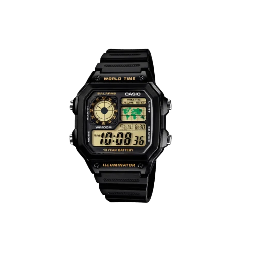 Casio YOUTH AE-1200 series AE-1200WH-1BV Black / Yellow