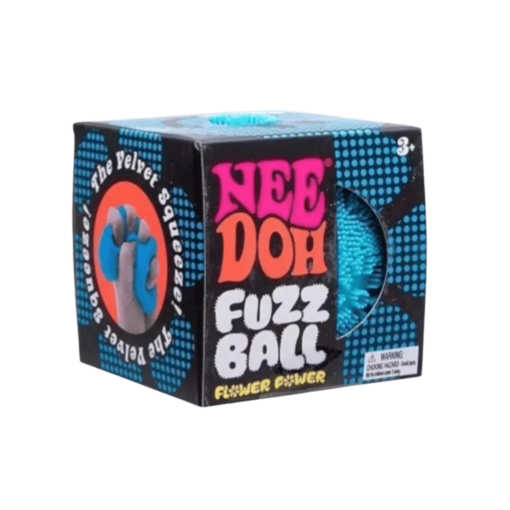 NeeDoh Flower Power Fuzz Ball Squishy Fidget Toy Blue