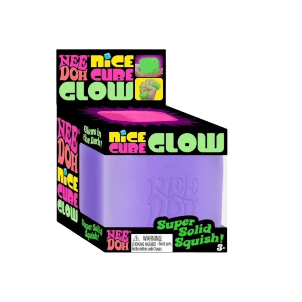 NeeDoh Nice Cube Glow Squishy Fidget Toy Purple