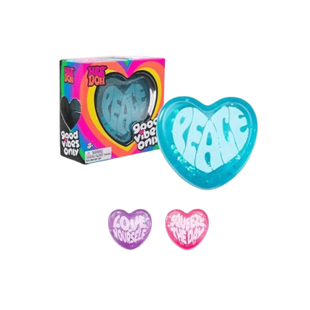 NeeDoh Good Vibes Only Squishy Fidget Toy (Text on Heart May Vary) Blue