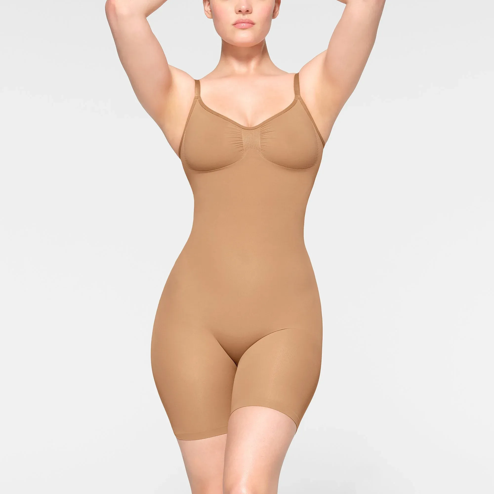 Skims Seamless Sculpt Mid Thigh Bodysuit Ochre | Shipping Across India