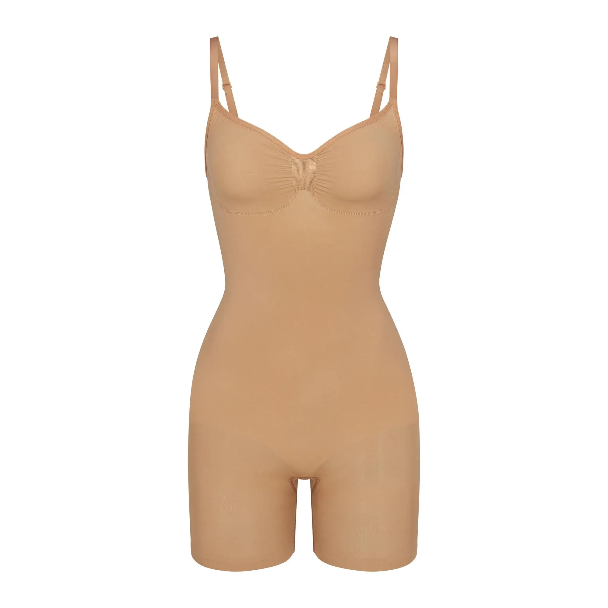 Skims Seamless Sculpt Mid Thigh Bodysuit Ochre | Shipping Across India