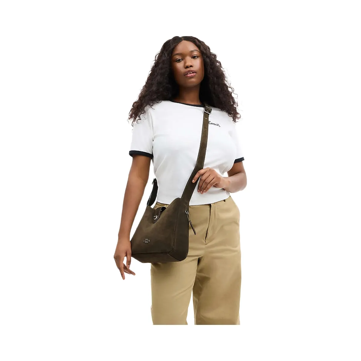 Coach Hadley Convertible Crossbody Bag Suede-Qb-Army Green
