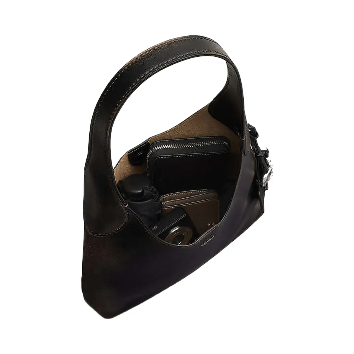 Coach Brooklyn Shoulder Bag 28 In Loved Leather Loved Leather-Silver-Black Brown