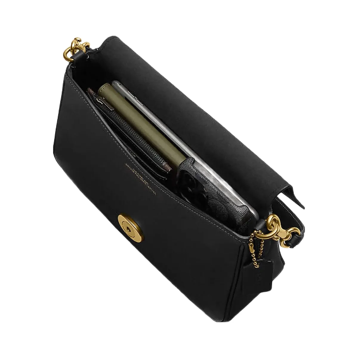 Coach Soft Tabby Shoulder Bag Smooth Leather-Brass-Black