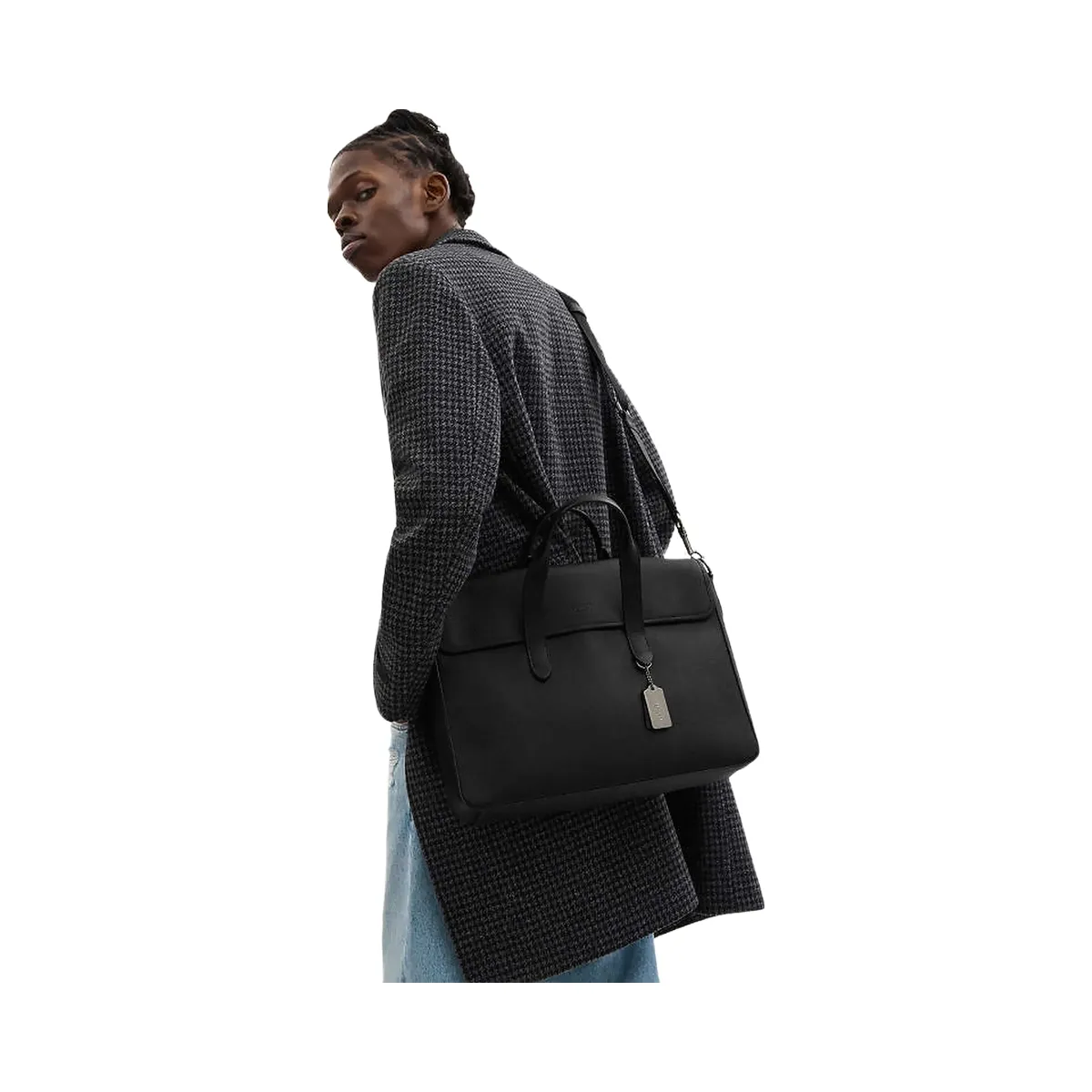 Coach Sullivan Portfolio Brief Pebbled Leather-Gunmetal-Black