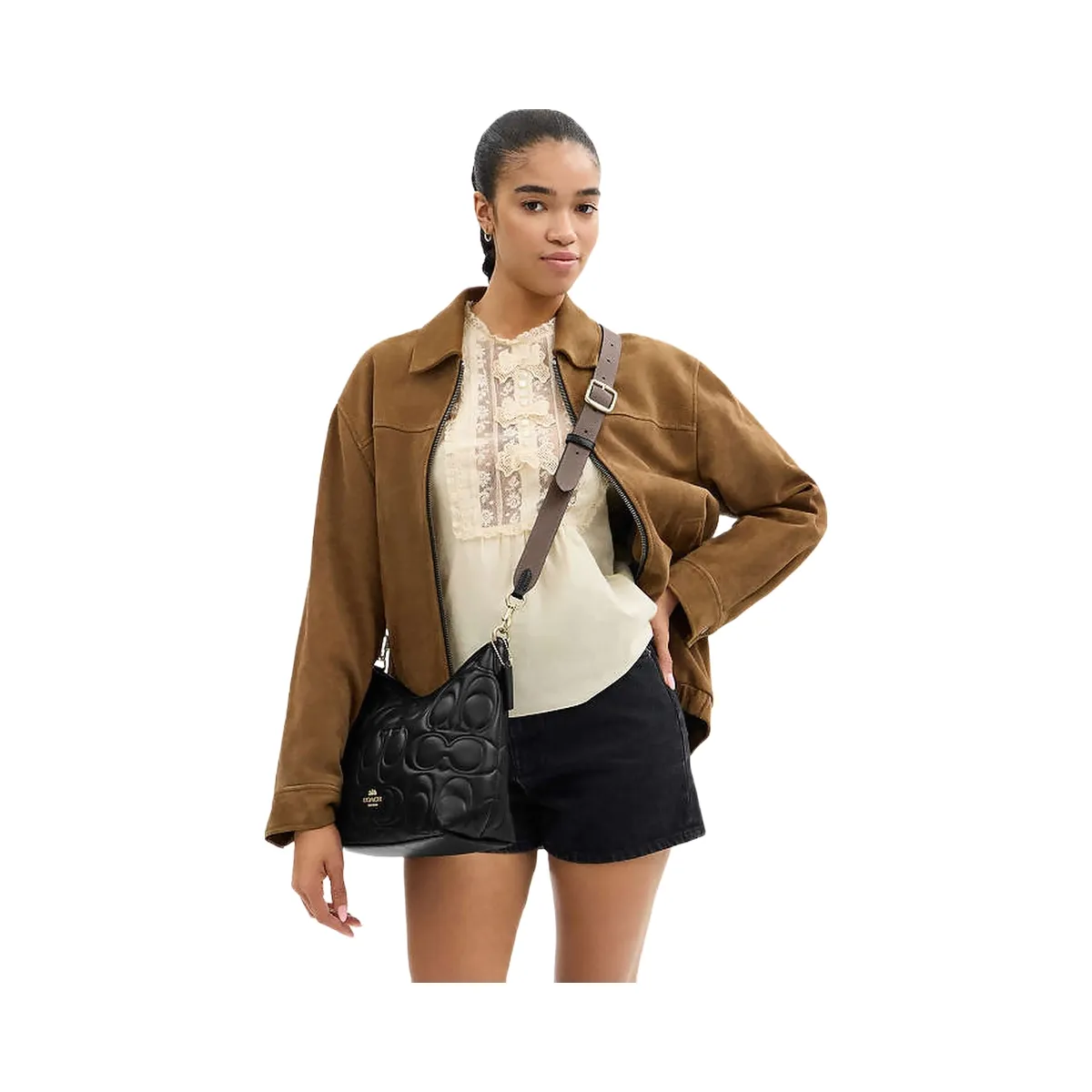 Coach Reversible Strap Gold-Black Dark Stone