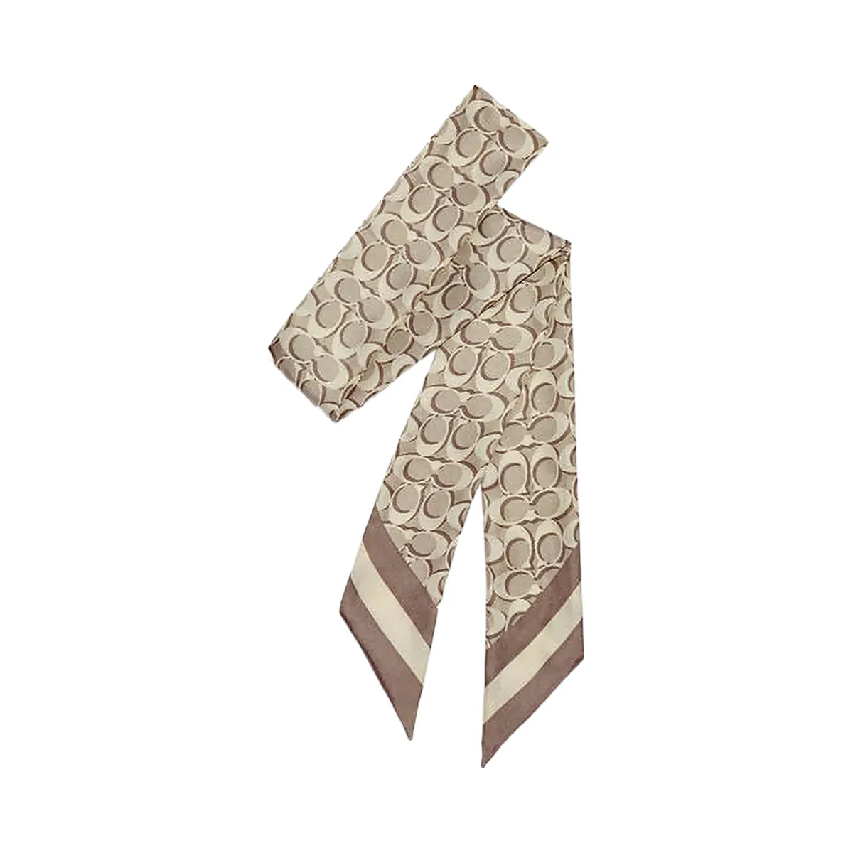 Coach Signature Print Silk Skinny Scarf Bone