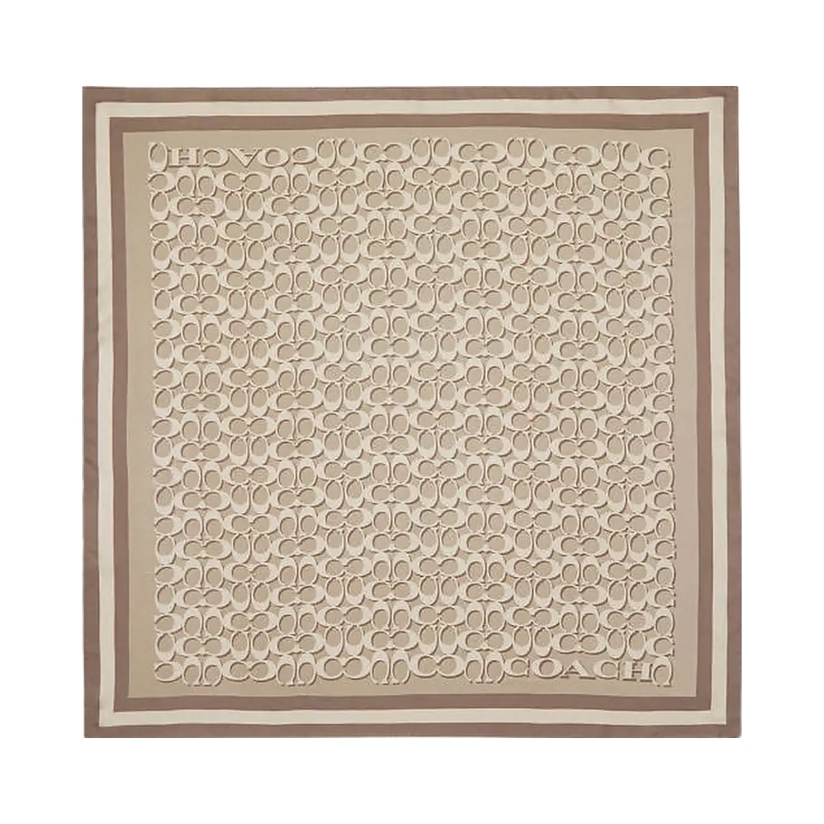 Coach Signature Print Silk Square Scarf Bone