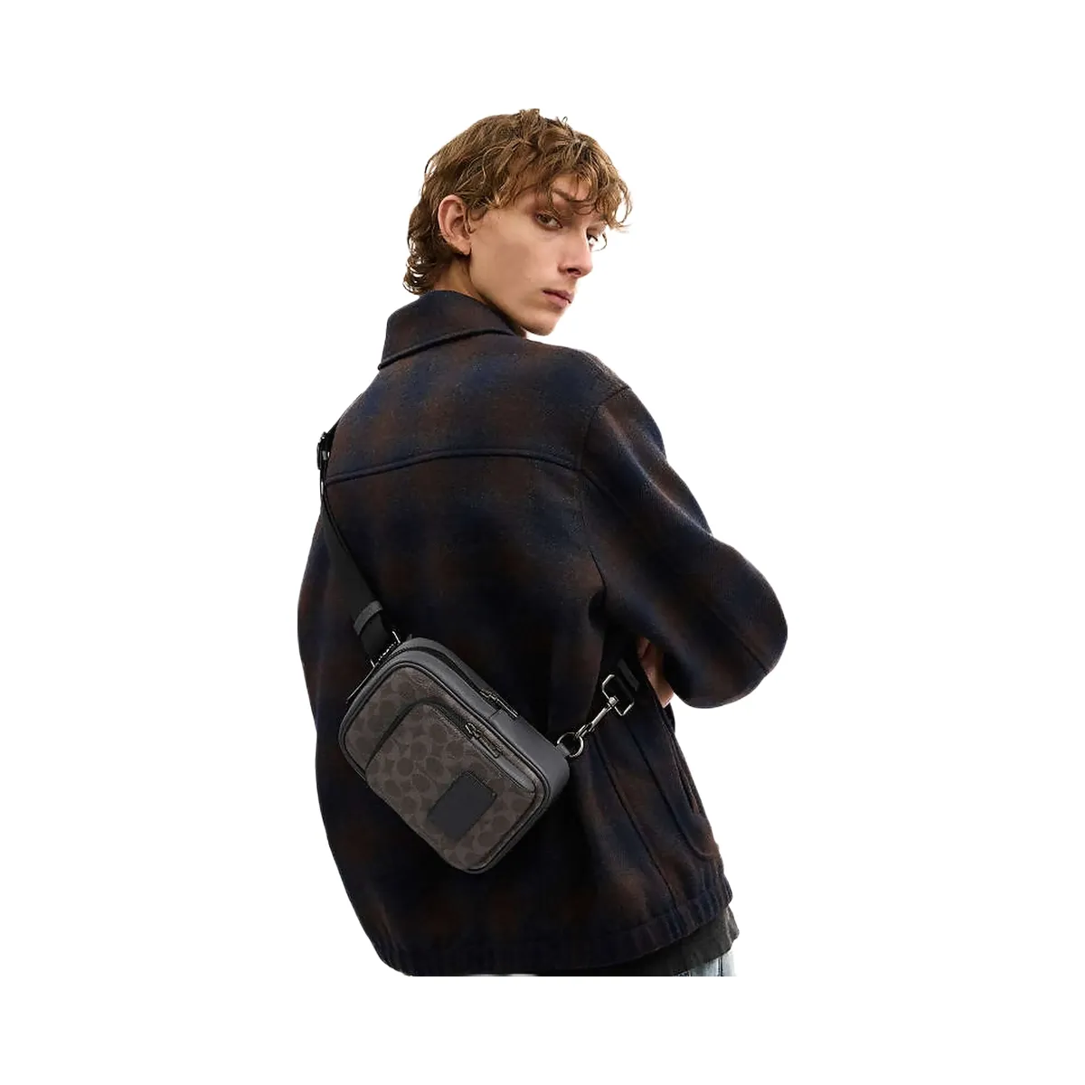 Coach Racer Sling Pack In Signature Canvas Signature Canvas-Qb-Grey-Charcoal