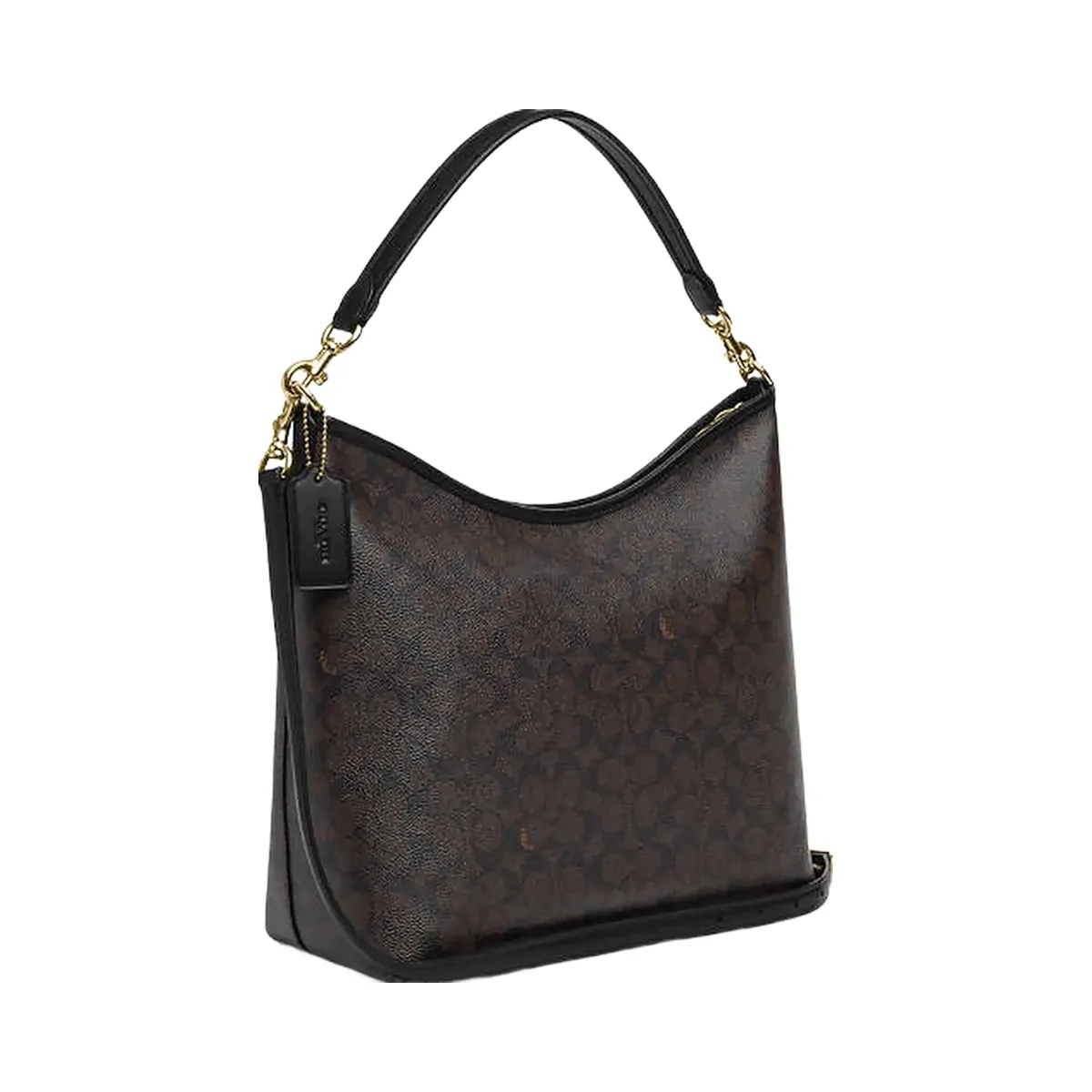 Coach Laurel Large Shoulder Bag In Signature Canvas Signature Canvas-Gold-Walnut-Black