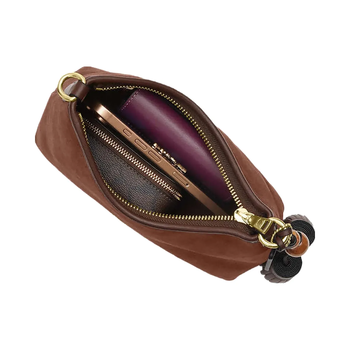 Coach Laurel Small Shoulder Bag With Tassels Suede-Im-Vintage Brown-Maple
