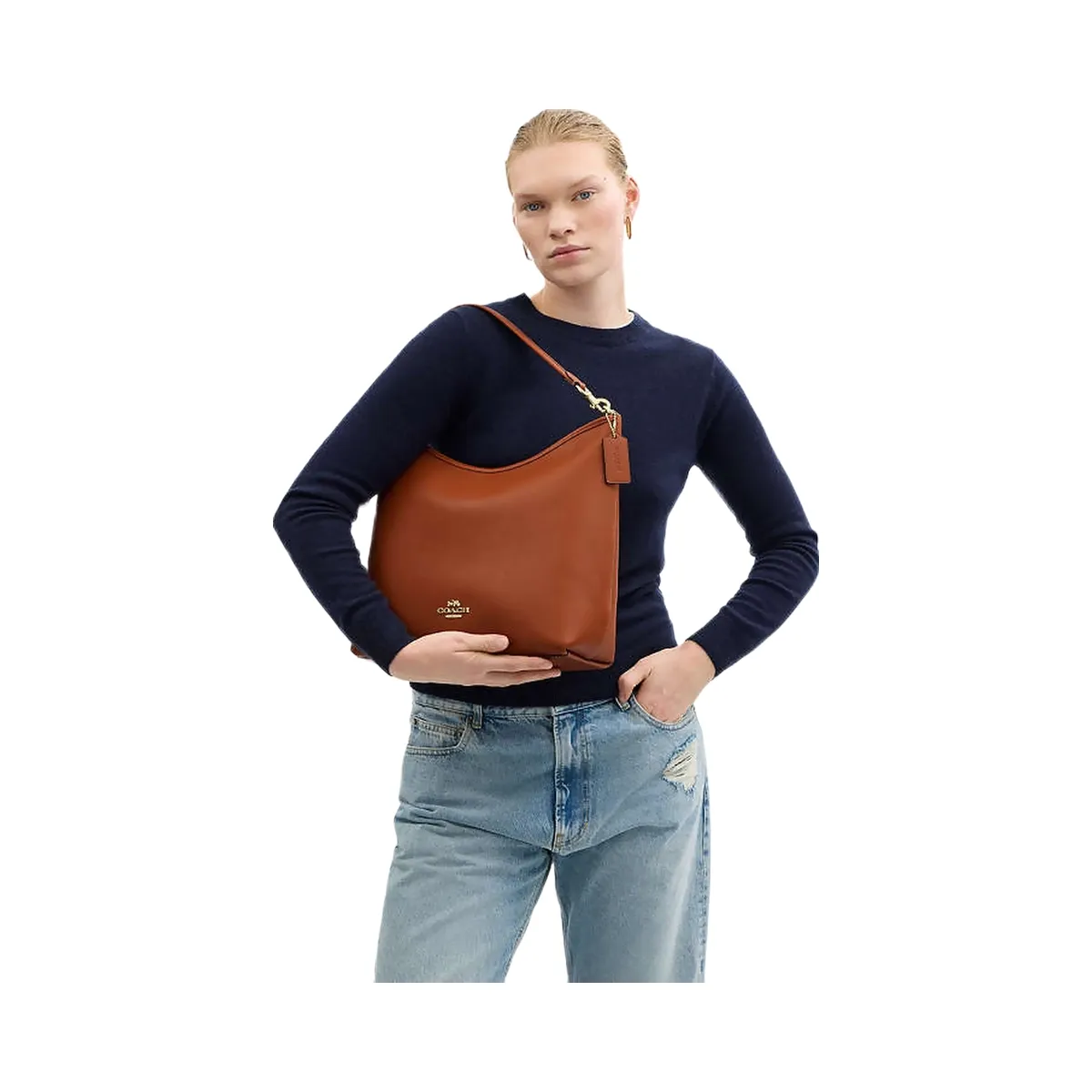 Coach Laurel Large Shoulder Bag Smooth Leather-Gold-Tan