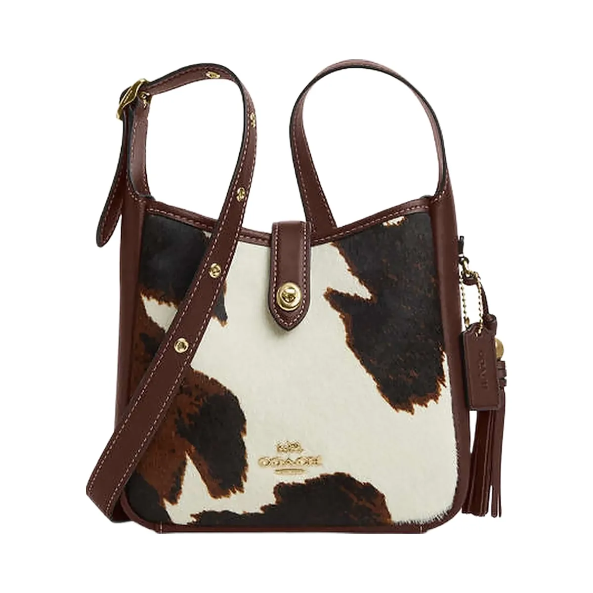 Coach Hadley Mini Crossbody Bag With Cow Print And Tassel Cow Printed Haircalf-Im-Cow Multi