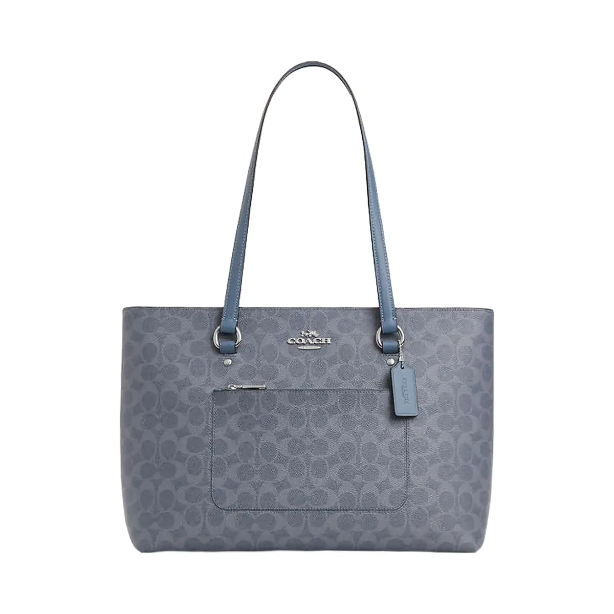 Coach Station Tote Bag In Signature Canvas Signature Canvas-Silver-Chambray