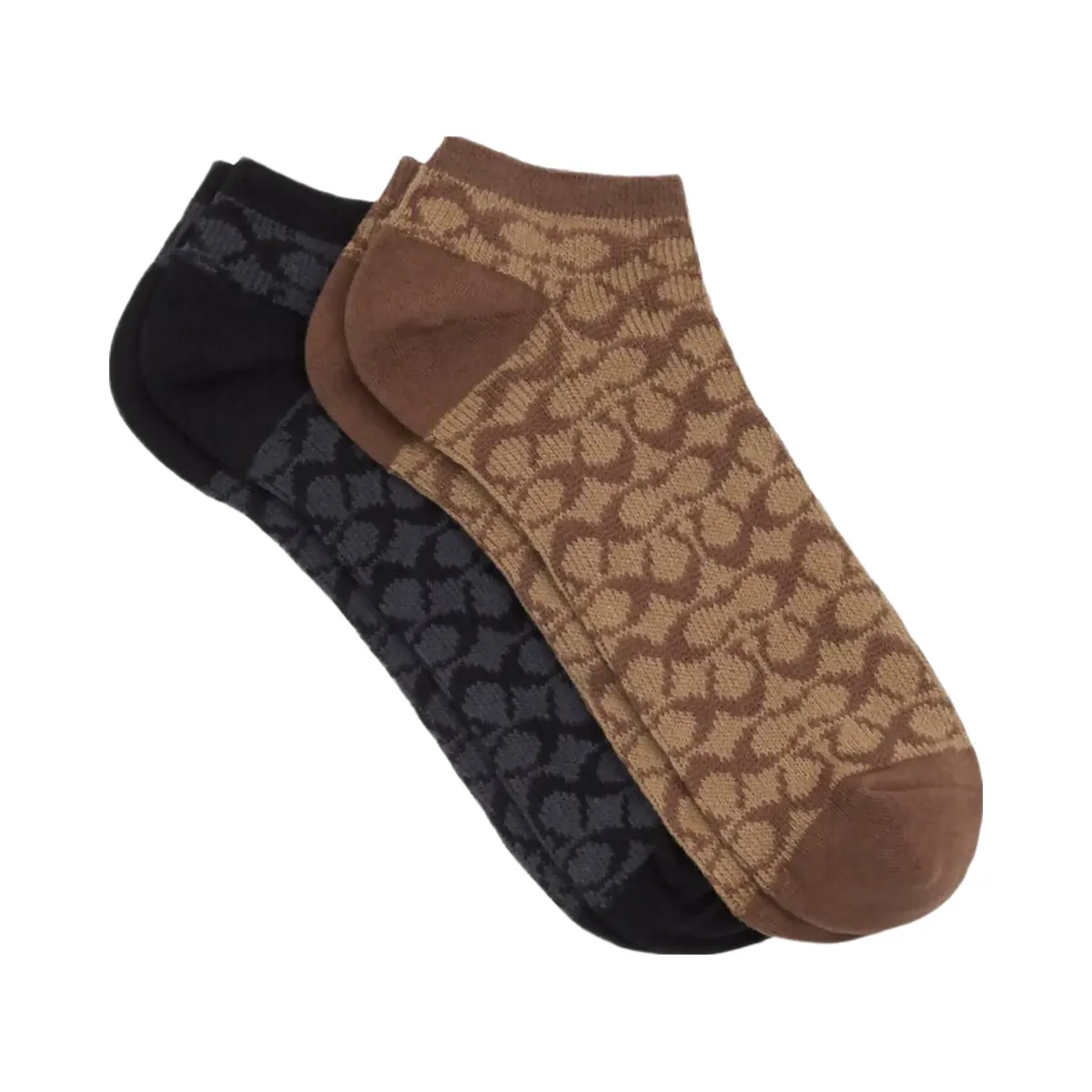 Coach Signature Ankle Socks Khaki Black