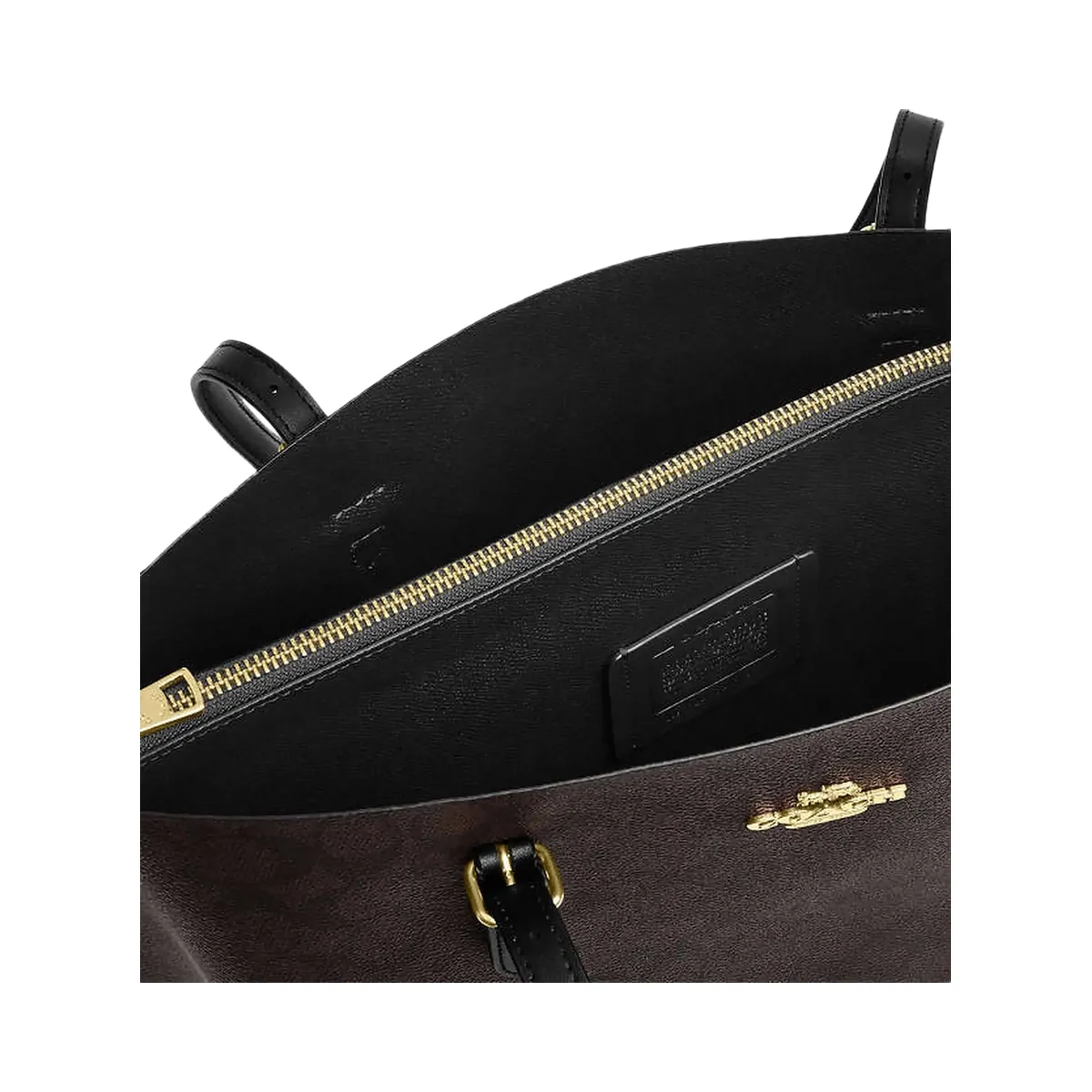 Coach Mollie Tote Bag In Signature Canvas Signature Canvas-Gold-Walnut-Black