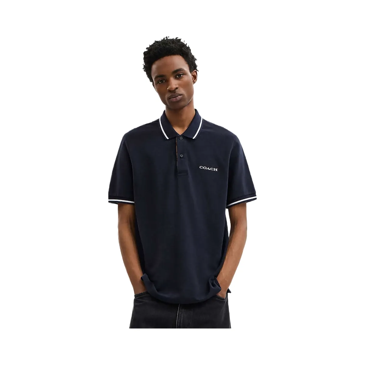 Coach Signature Trim Polo Navy