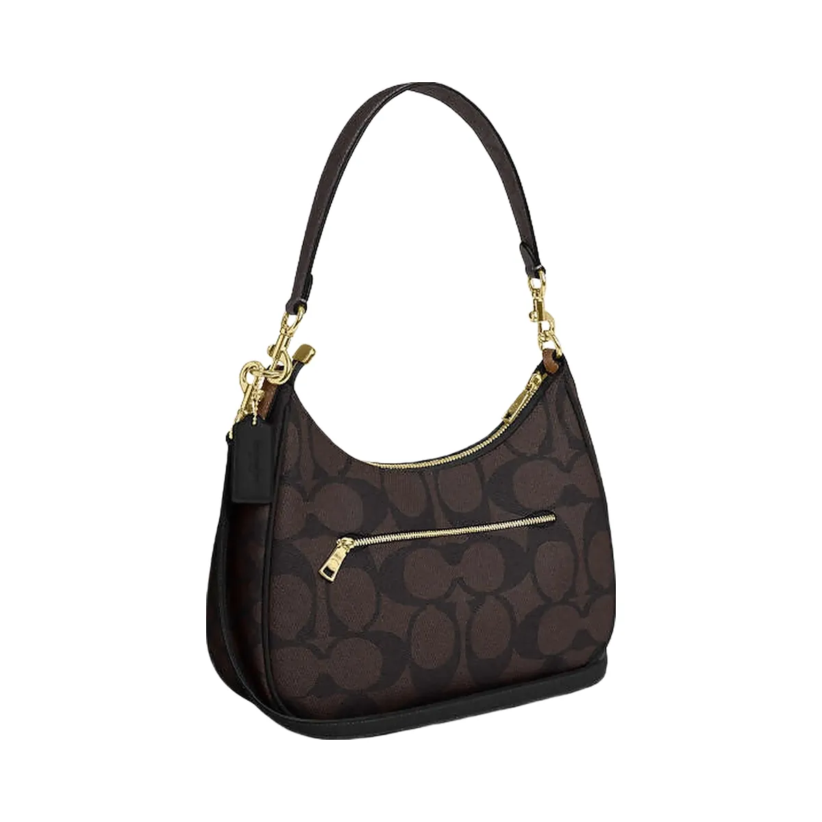 Coach Teri Hobo Bag In Blocked Signature Canvas Signature Canvas-Gold-Walnut-Tan