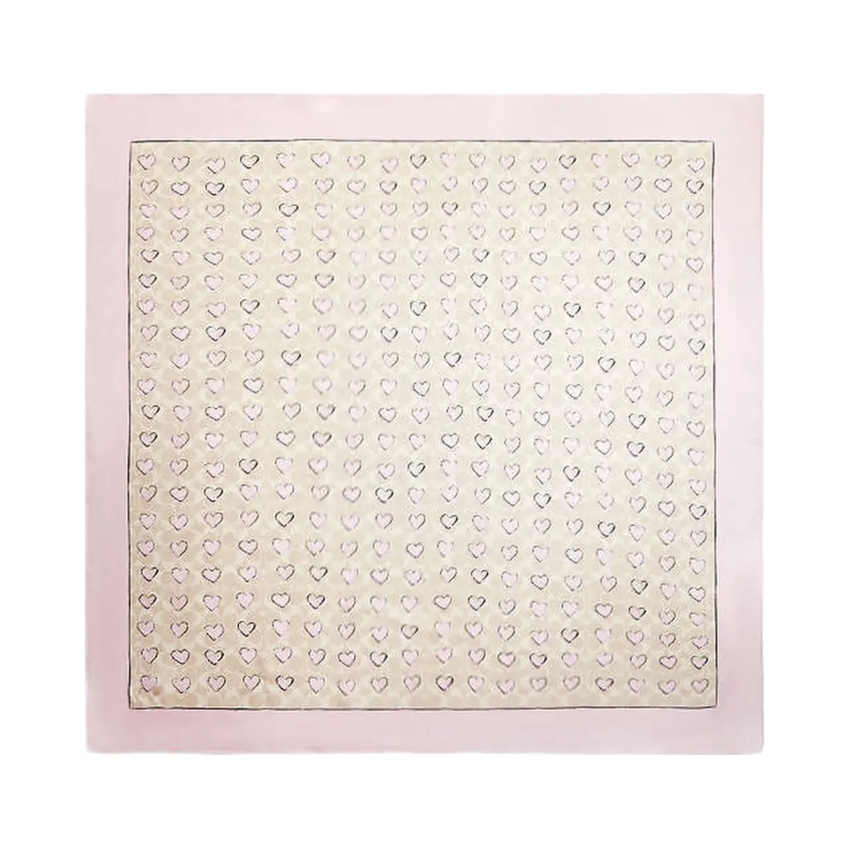 Coach Signature Doodle Heart Print Silk Square Scarf Sand-Pink