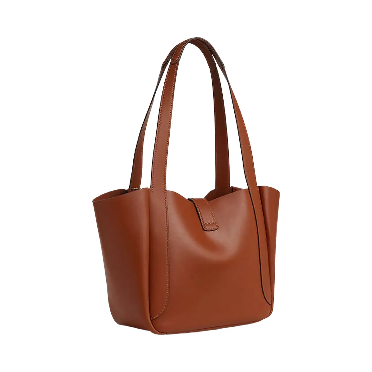 Coach Hadley Turnlock Tote Smooth Leather-Gold-Tan