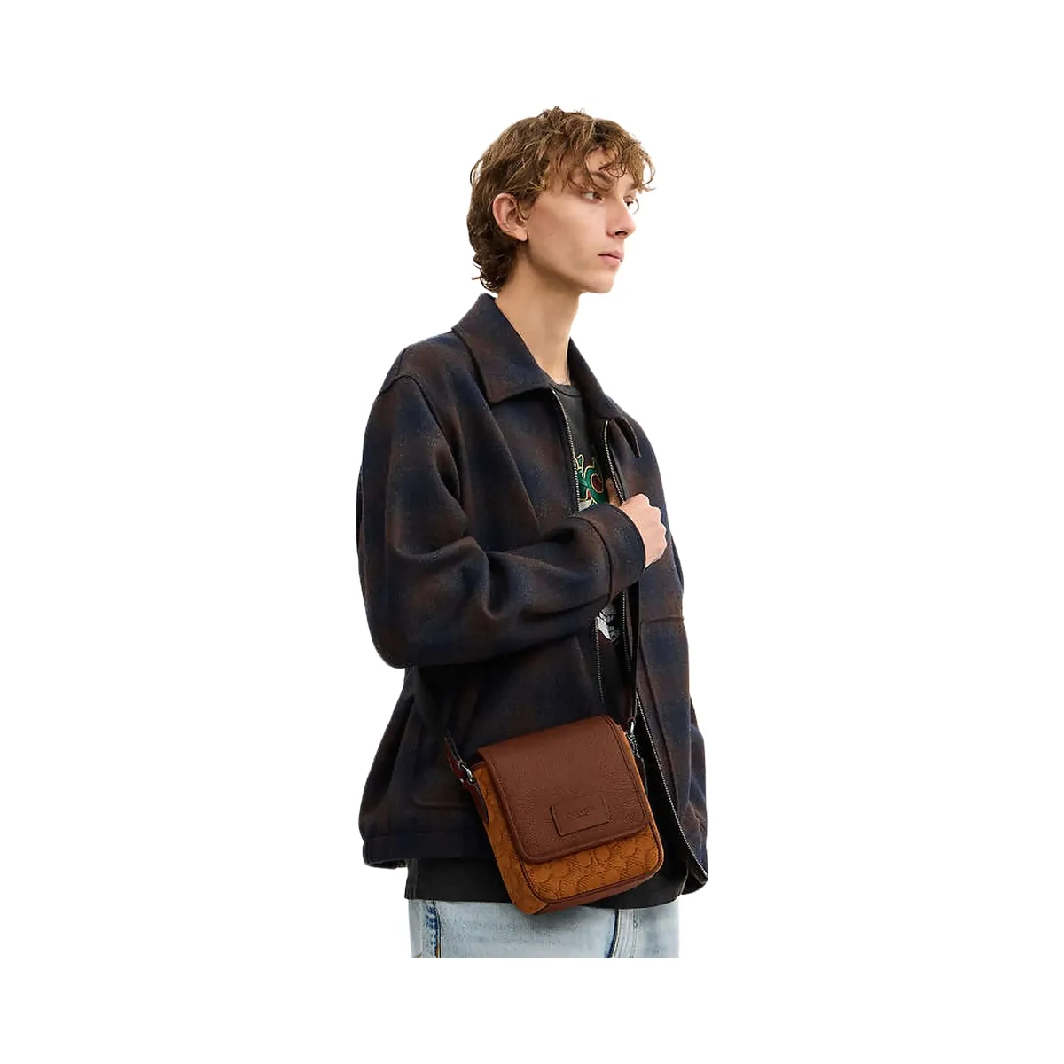 Coach Lucas Crossbody Bag In Signature Suede Suede-Qb-Caramel Sable