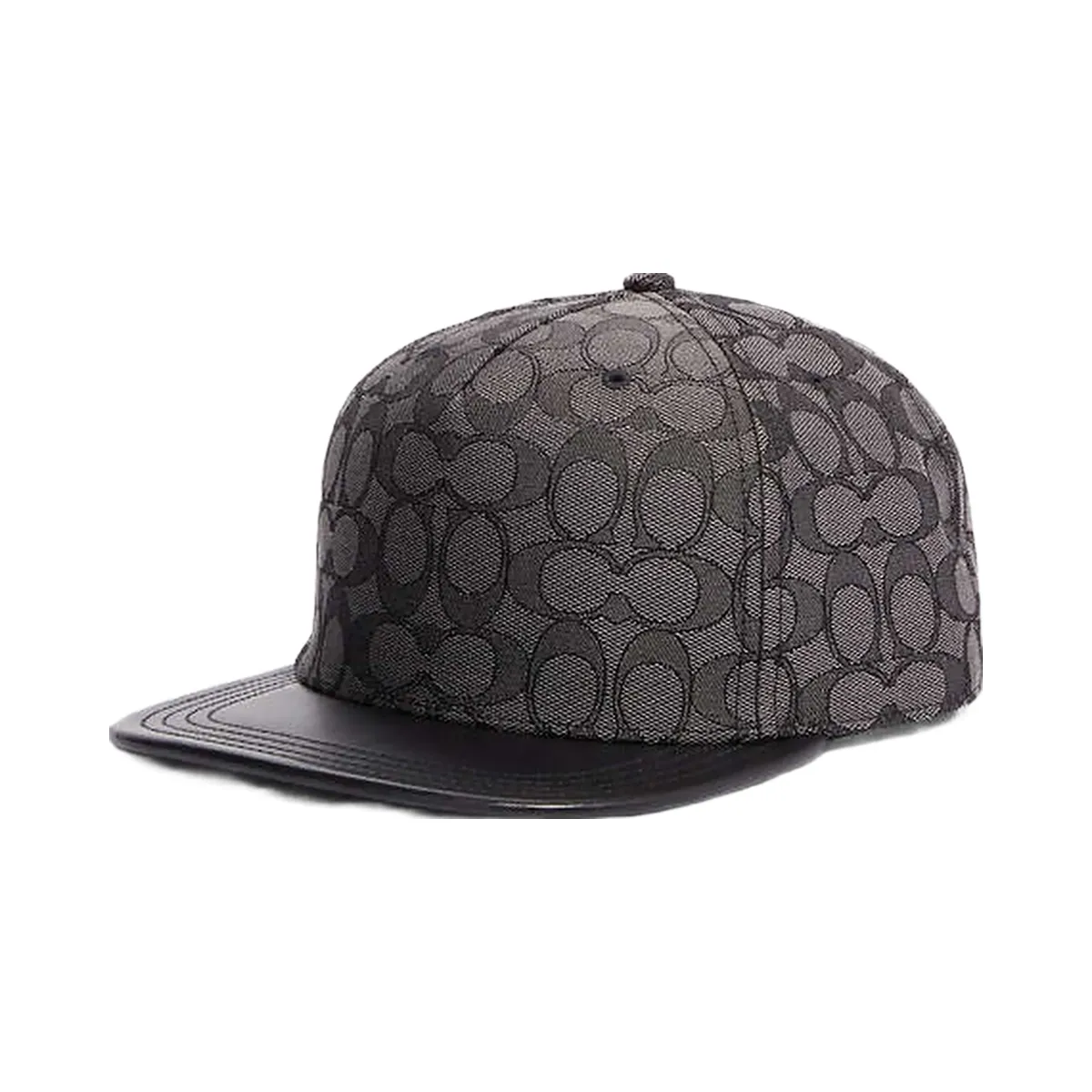 Coach Signature Jacquard Flat Brim Hat Charcoal-Black
