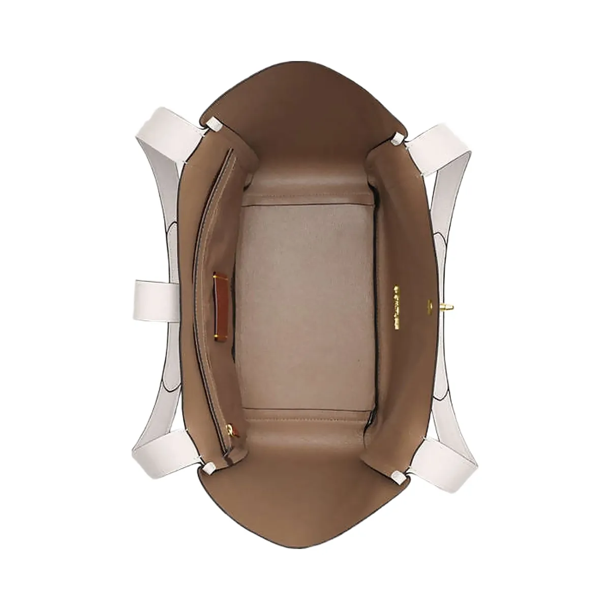 Coach Hadley Turnlock Tote Bag Pebbled Leather-Gold-Chalk