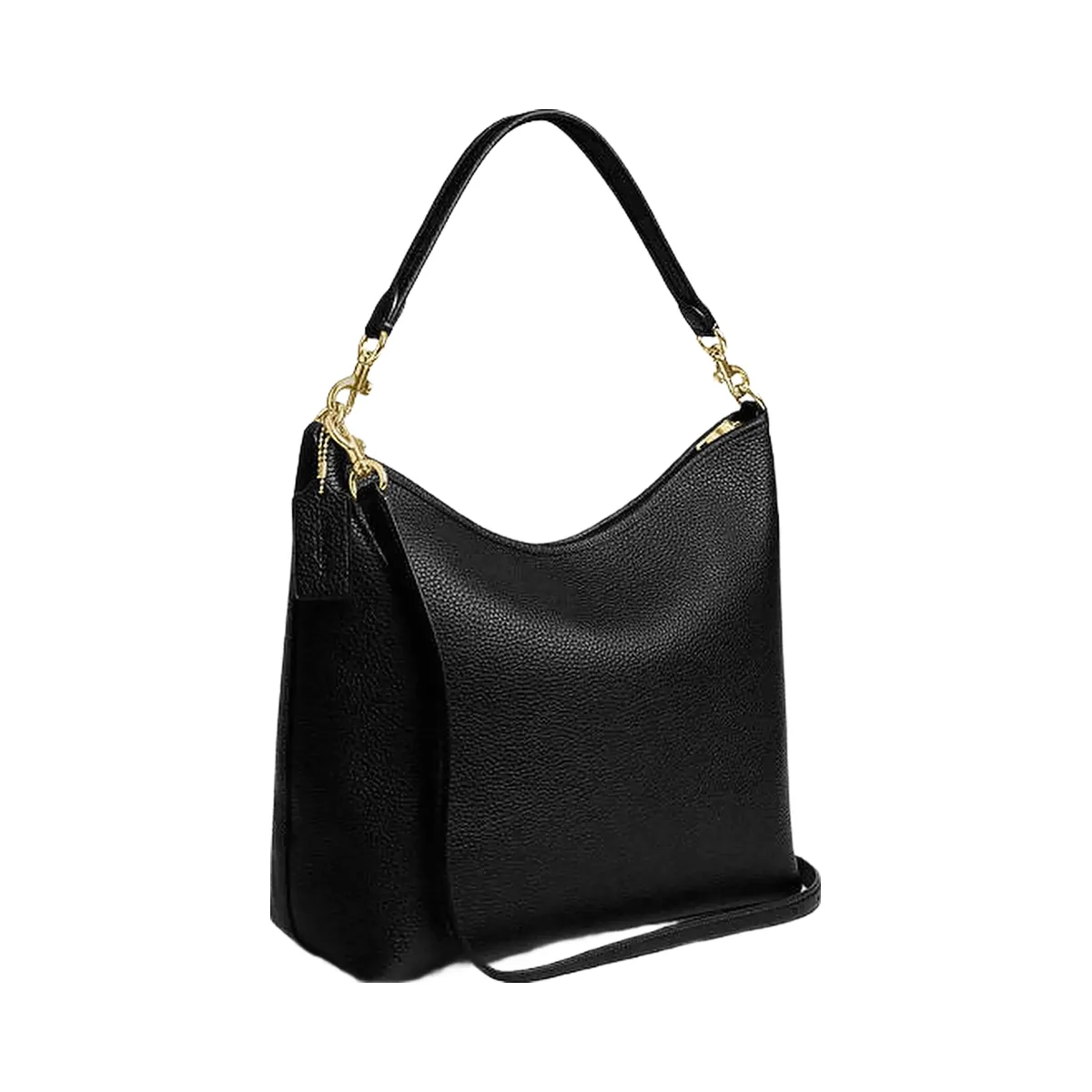 Coach Laurel Large Shoulder Bag Pebbled Leather-Gold-Black