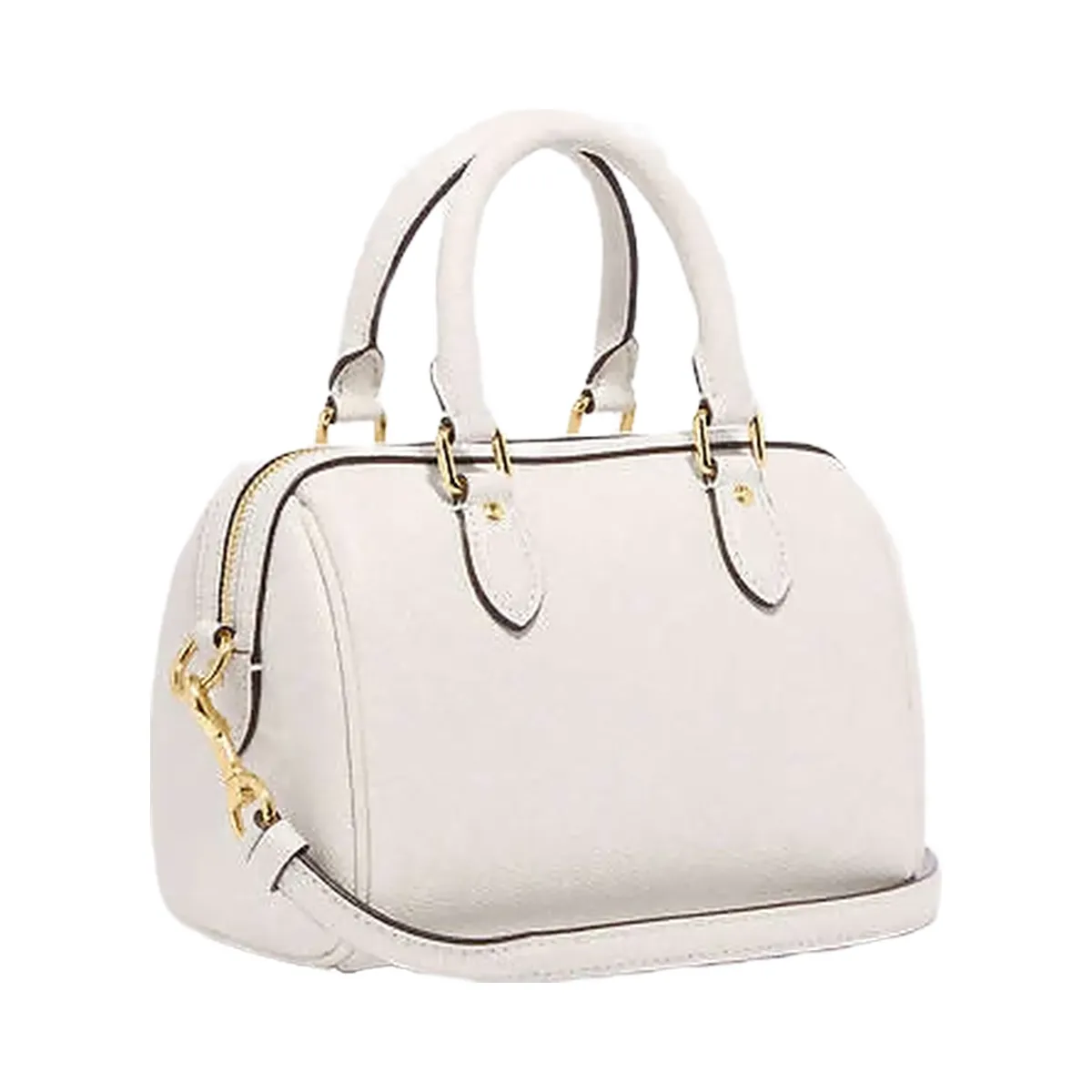Coach Mini Rowan Crossbody Bag Crossgrain Leather-Gold-Chalk