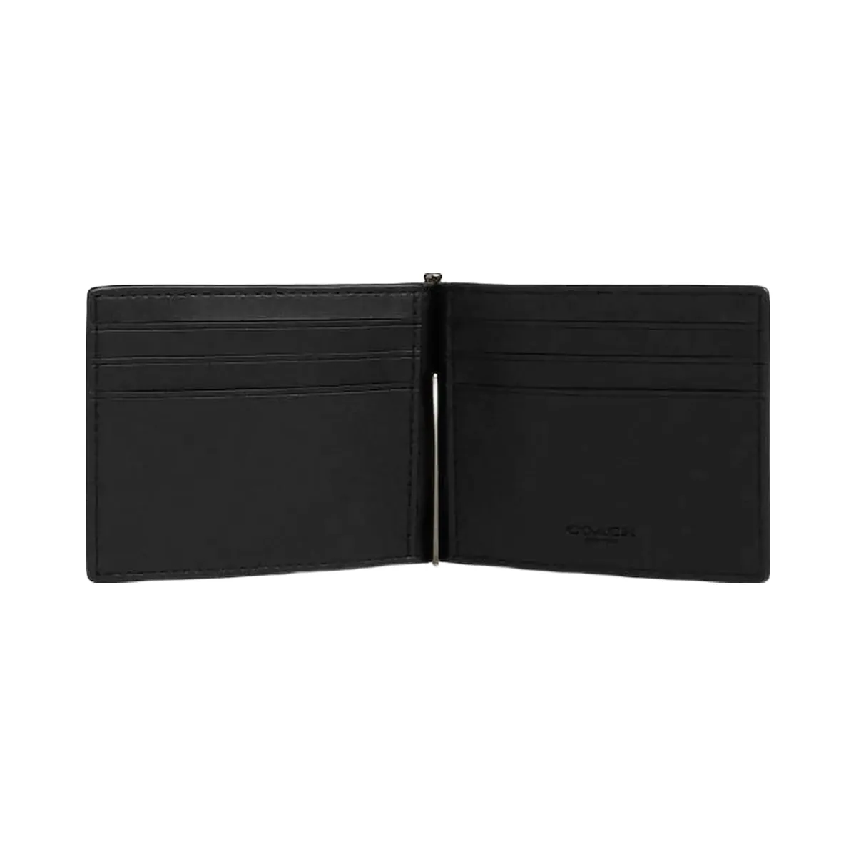 Coach Slim Money Clip Billfold Wallet In Signature Canvas Signature Canvas Gunmetal Charcoal Black
